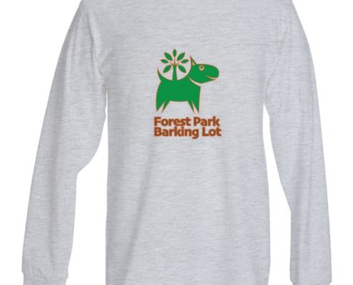 Long sleeve shirt with Forest Park Barking Lot logo in the center